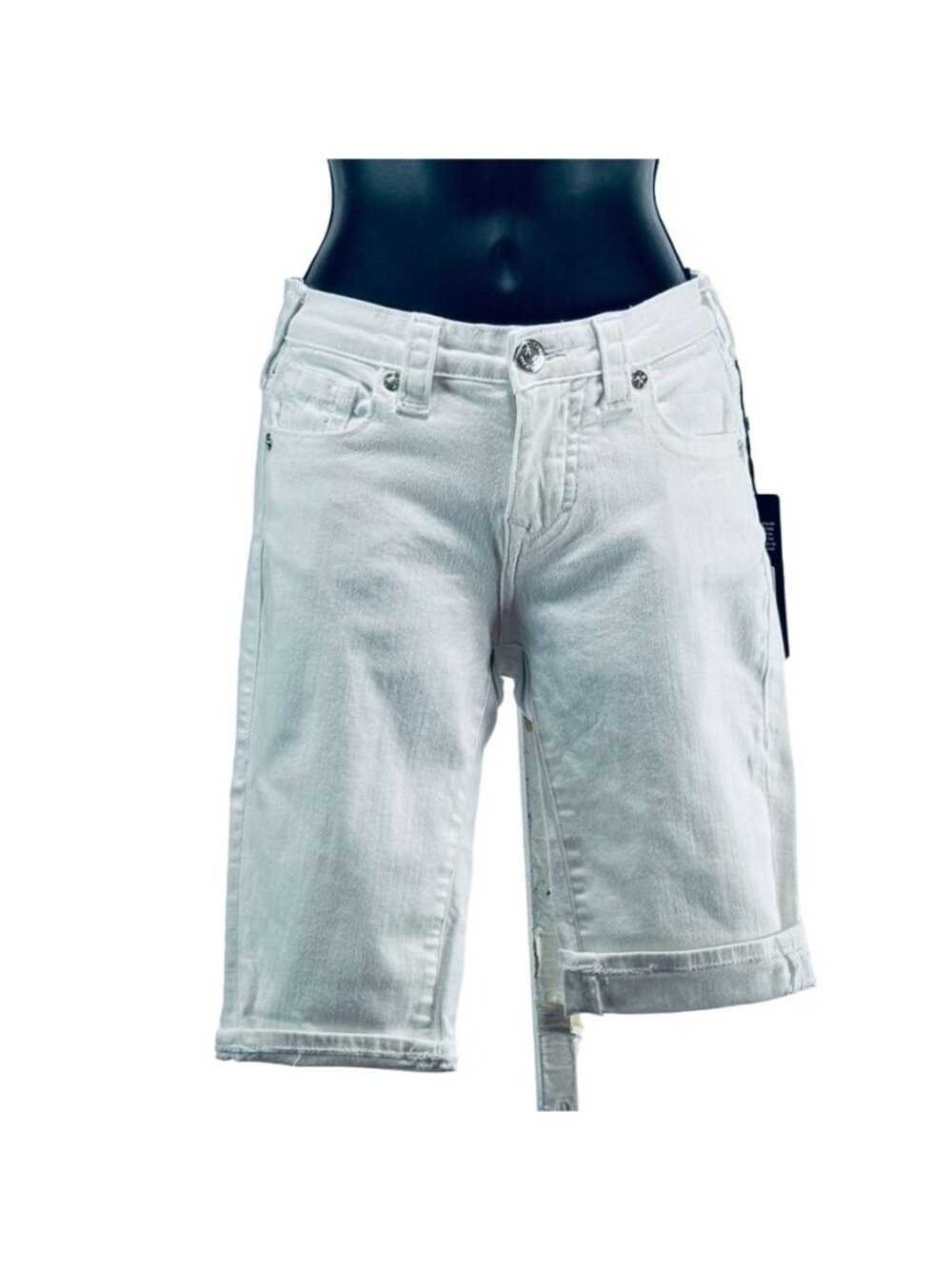 TRUE RELIGION RILEY SHORT Women's Shorts Cotton Stretch Mid Rise Bermuda Size 24
